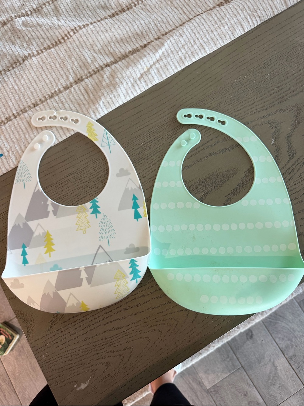 Target Silicone Baby Bibs - Mint & White Tree Print